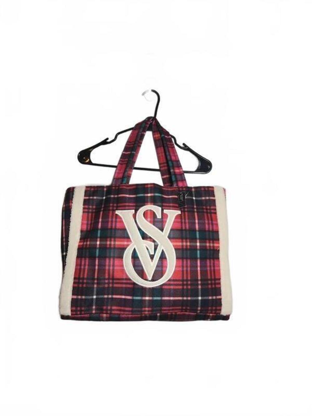 Victoria's Secret plaid sherpa bag
